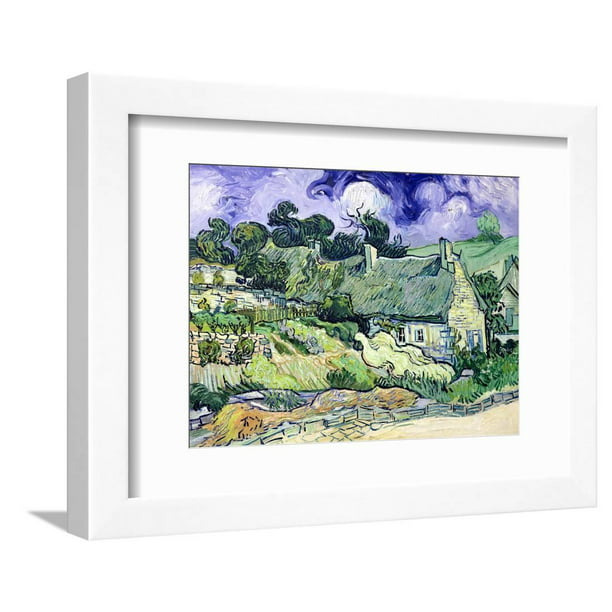 Vincent Van Gogh Thatched Cottages At Cordeville Art Print Framed 12x16